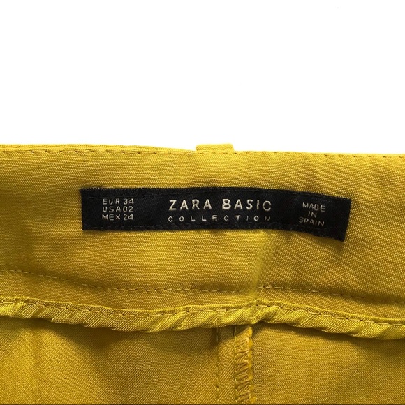 New! Zara Citron Olive Green Belted Trouser Pants - Picture 4 of 6